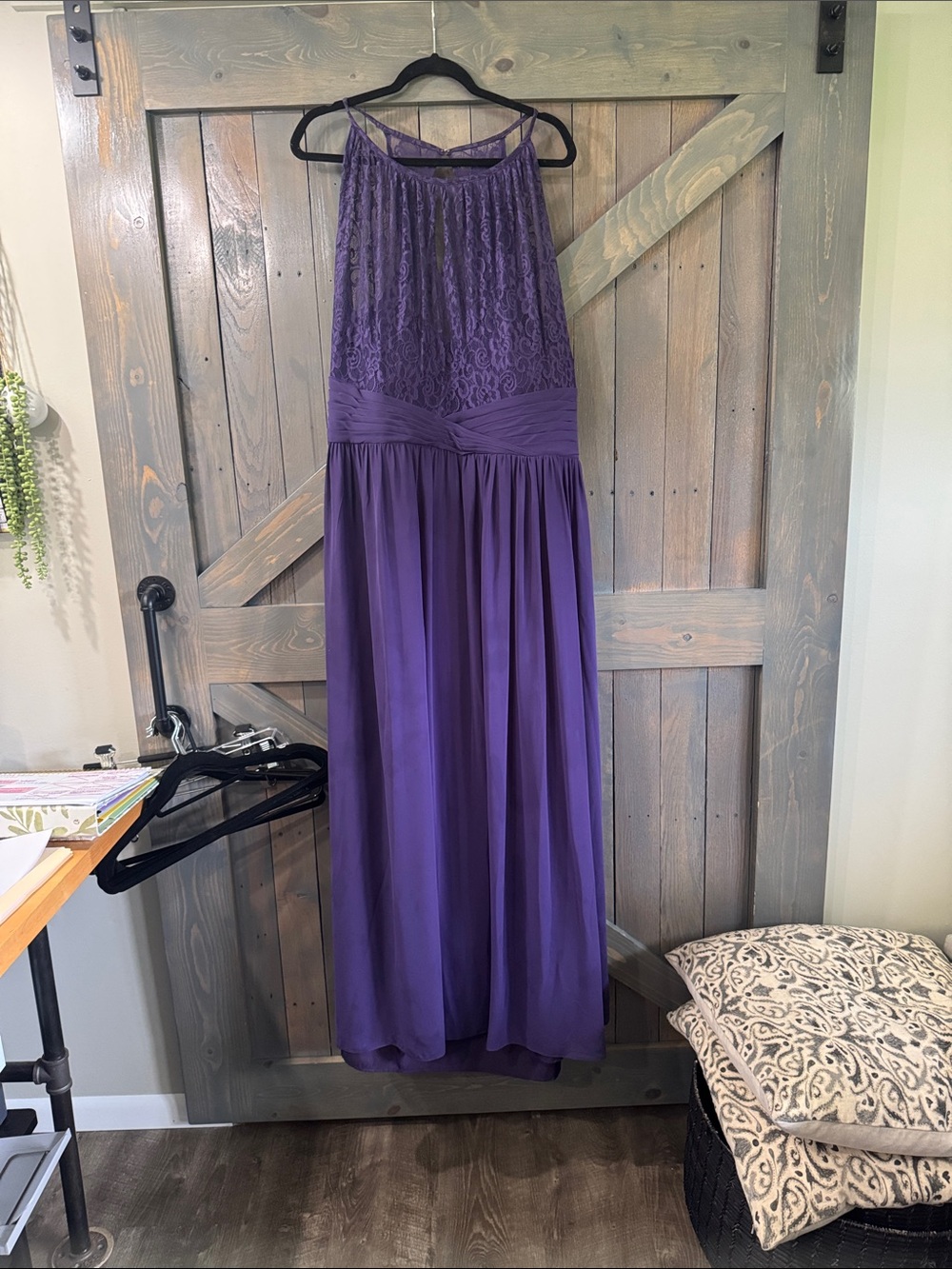 Purple Lace Bodice bridesmaids dress
